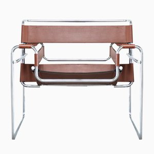 Chaises B3 Wassily en Cuir Cognac par Marcel Breuer pour Gavina