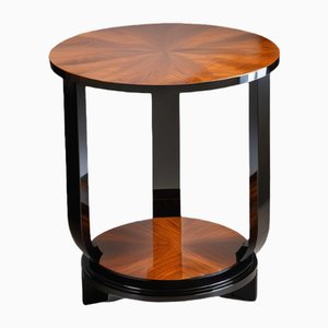 Art Deco Side Table with Macassar Veneer and Black Lacquer, 1920s