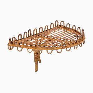 Mid-Century Rattan and Bamboo Wall Shelf by Franco Albini, Italy, 1960s