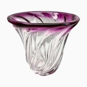 Sculpted Crystal Core Vase from Val Saint Lambert, Belgium, 1950s