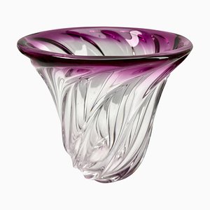 Vaso scolpito in cristallo di Val Saint Lambert, Belgio, anni '50