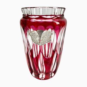 Art Deco Small Crystal Vase Cut-to-Clear from Val Saint Lambert, 1950s