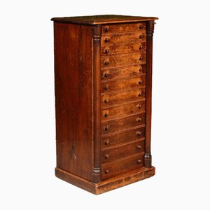 William IV Distressed Pine and Mahogany Wellington Collectors Chest, 1835
