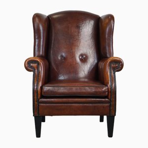 Large Sheep Leather Wing Chair