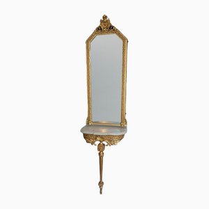 Espejo y consola victoriana de madera dorada