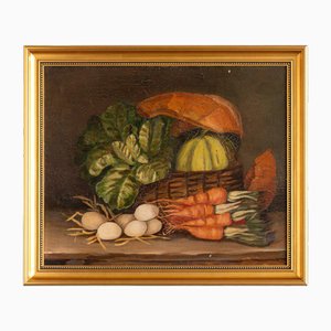 French School Artist, Kitchen Still Life, Oil Painting on Canvas, Late 19th Century, Framed