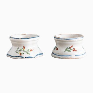 18th Century Floral Salt Pigs from Rouen Faience, Set of 2