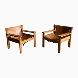 Fauteuils en Cuir, 1970s, Set de 2