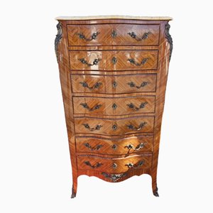 Vintage Louis XV Style Chest of Drawers with Marble Top