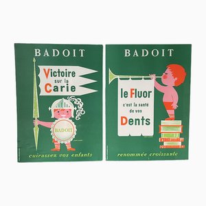 Pubblicità Badoit su cartone, anni '50, set di 2