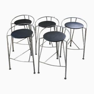 Vintage Silver Moon High Stools by Pascal Mourgue, 1980s, Set of 5