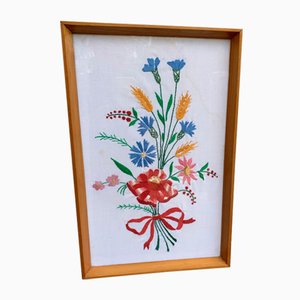 Vintage Hungarian Kalocsa Hand Embroidered Picture