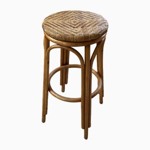 High Wicker and Rattan Stool, 1960s