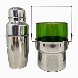 Vintage Italian Cocktail Shaker with Ice Bucket by Pran, 1970s