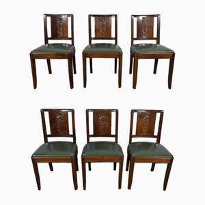 Vintage Art Deco Chairs in Mahogany 1940, Set of 6