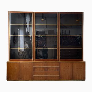 Mahey Bookcase in Elm and Brass, 1970s