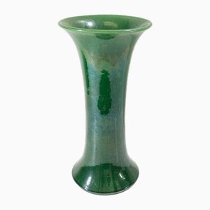 Early 20th Century Japanese Awaji Green Crackle Glazed Gu Form Vase
