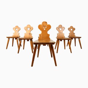 Vintage Swedish Folk Art Chairs, 1960s, Set of 6