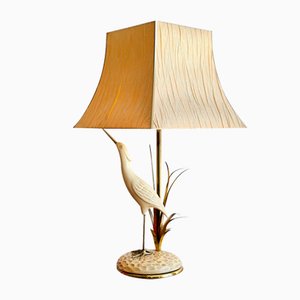 Lámpara de mesa florentina de latón y resina, años 70