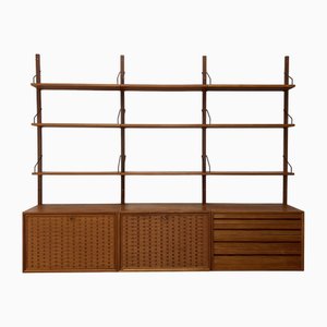 3-reihiges Teak Wandregal von Poul Cadovius für Cado, 1960er