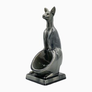Art Deco Kangaroo Ceramic Vide Poche, 1940s