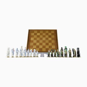 Juego de ajedrez francés Art Déco Robj, templarios y sarracenos, años 20. Juego de 33