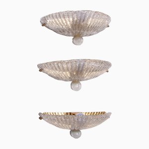 Lámparas de pared italianas de cristal de Murano, años 60. Juego de 3