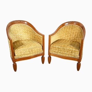 Art Deco Blond Mahogany Chairs, 1940, Set of 2