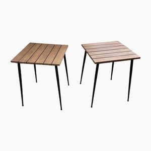 Modern Wood and Metal Tables, 1950s, Set of 2