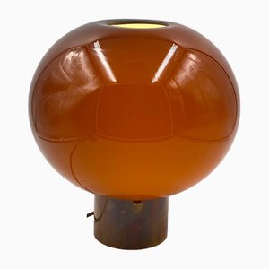 Lámpara de mesa hongo de cristal de Murano en marrón tabaco, años 80