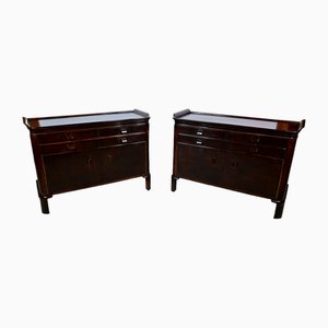 Small Lacquered Wood Sideboards, 1940s, Set of 2