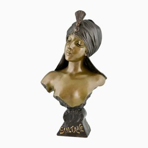 Emmanuel Villanis, Art Nouveau Bust of a Sultana, 1890, Metal