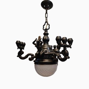 Lámpara de araña de bronce de finales del siglo XIX