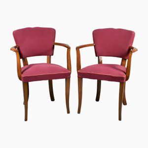 French Art Deco Moustache Bridge Chairs, 1940s, Set of 2