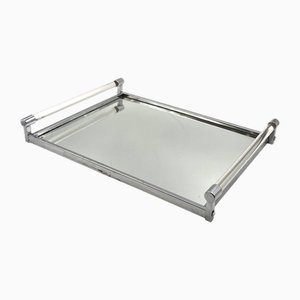 Modernist Acrylic glass Mirrored Tray attributed to Jacques Adnet, France, 1940s