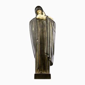 Lucienne Heuvelmans, Art Deco Jungfrau mit Kind, 1920er, Bronze