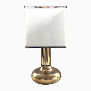 Italian Table Lamp with Square Acrylic Glass Lampshade from Lamper Milano, 1970s