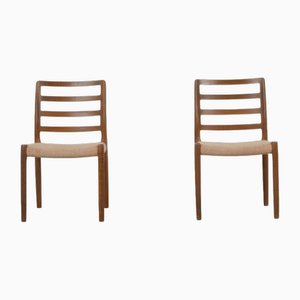 Danish 85 Dining Chairs in Teak and Wool by Niels Otto Møller, 1960s, Set of 2