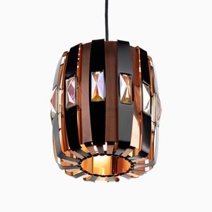 Lampada a sospensione in rame di Werner Schou per Coronell Elektro, Danimarca, anni '60