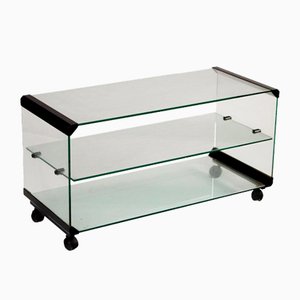 Vintage Service Cart in Glass by Gallotti E Radice, 1980s