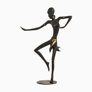 Dancing Women Sculpture in Brass attributed to Walter Bosse, 1950s