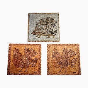 Ceramic Tiles attributed to Roger Capron, France, 1970s, Set of 3