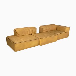 Modernes modulares italienisches Sofa Paione aus braunem Leder, Salocchi zugeschrieben für Luigi Sormani, 1970er, 3er Set