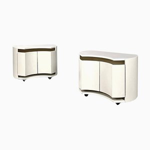 Italian Modern White Aiace Bedside Tables by Benatti, 1970s, Set of 2