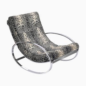 Sillón Ellipse de cromo y terciopelo de Renato Zevi, Selig, Italia, años 70