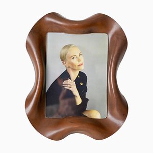 Mid-Century Italian Curved Leather Picture Frame from Adnet, Italy, 1990s