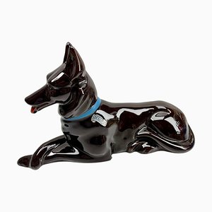 Estatua de perro pastor vintage de porcelana de Spana, años 50