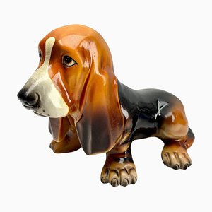 Handpainted Glazed Ceramic Dog Sculpture, Italy, 1950s