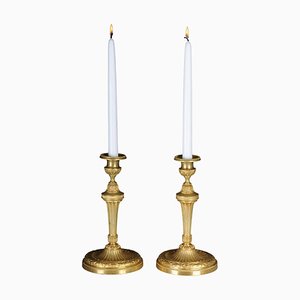 Antike Französische Empire Kerzenständer aus feuervergoldeter Bronze, 2er Set