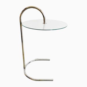 Tavolino in vetro e metallo cromato di Tord Björklund per Ikea, anni '80